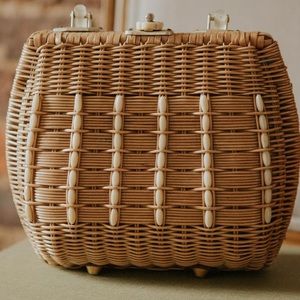 Vintage Parisian basket bag with lucite handle